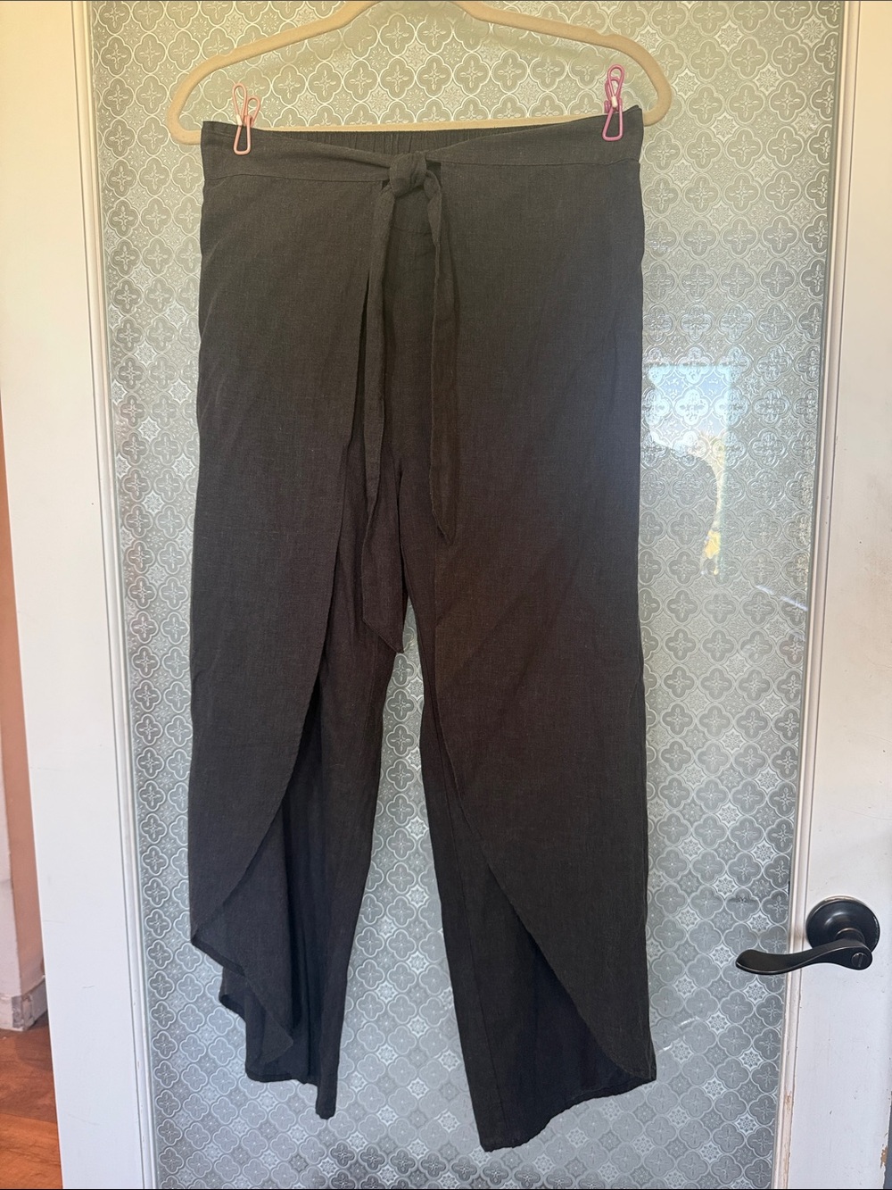 Patagonia Dark Gray Wrap-Front Cropped Wide-Leg Pants